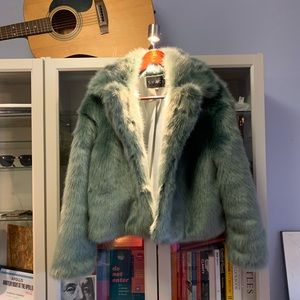 Teal faux fur jacket